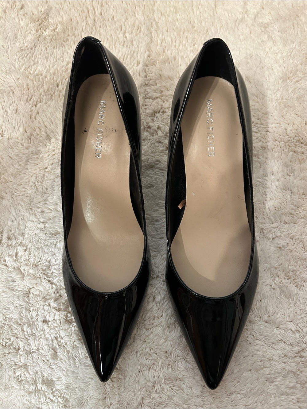 Marc Fisher Black Patent Pointed-Toe Pumps Size 8M